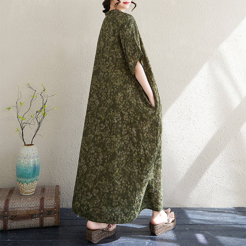 Summer V-Neck Loose Cotton Lin - Linen Dress Wrap recension och pris
