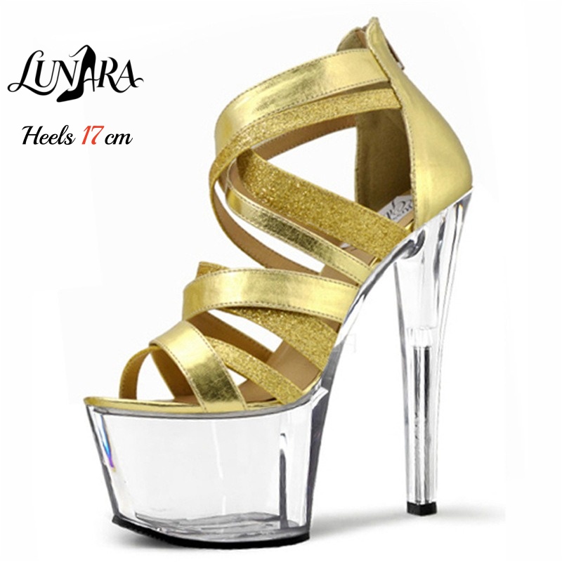 17cm/7Inch Gold Metallic Strap - Sandal Strappy Heeled recension och pris