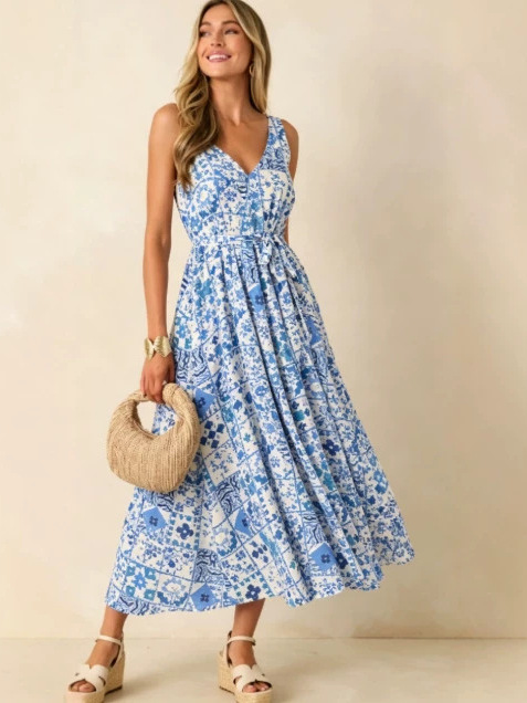 Summer 2026 Large Size Floral  - Linen Dress Wrap recension och pris