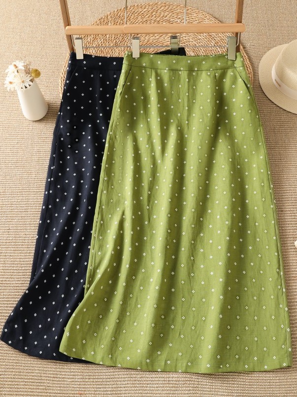 High Waist Floral Half Skirt T - Midi Skirt Floral recension och pris