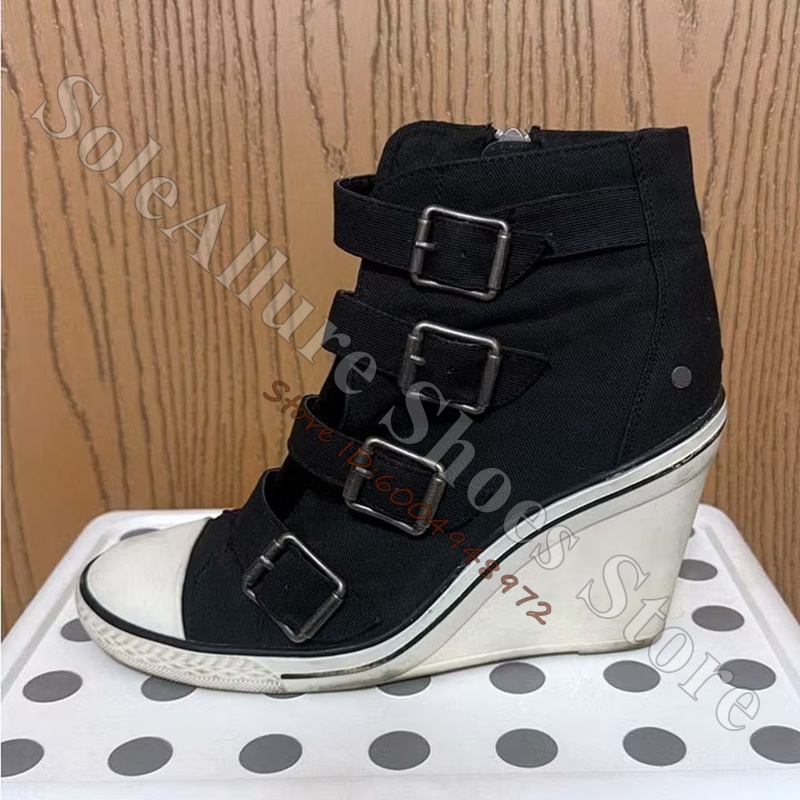 Grey Multi Buckle High Top Wed - Wedge Espadrille Women recension och pris